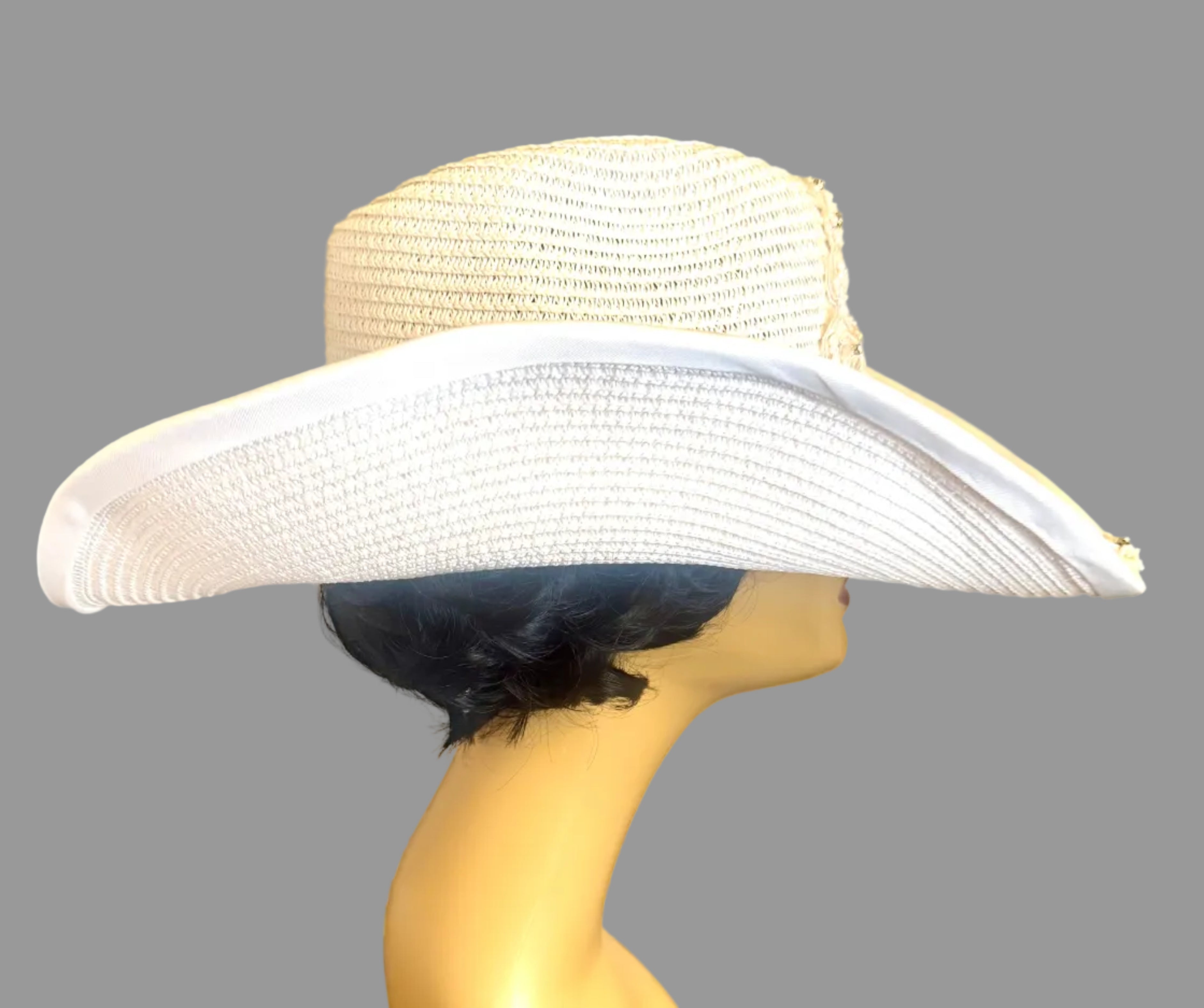 white on white embellished hat