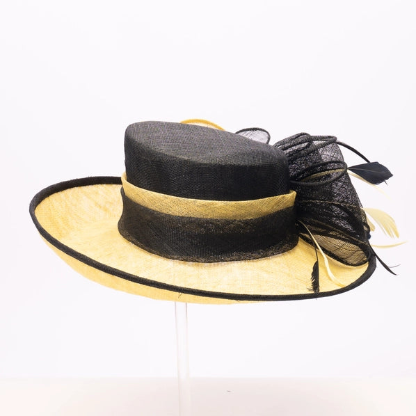 Yellow and Black Sinamay Hat