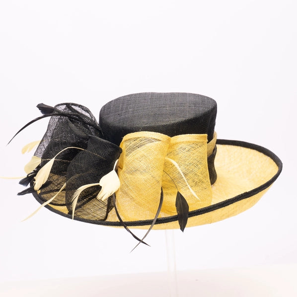 Yellow and Black Sinamay Hat
