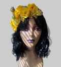 yellow floral jeweled headpiece fascinator